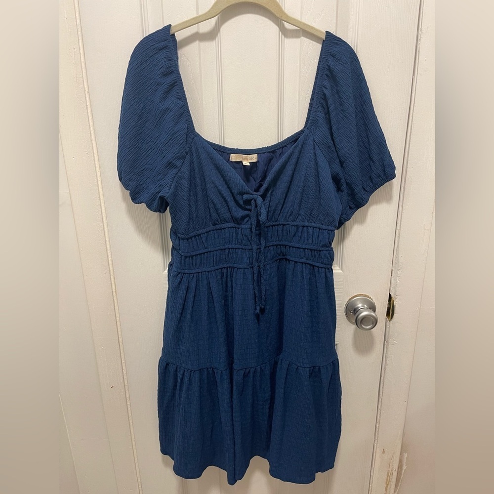 Rewind Charcoal Textured Dress with Tie Front